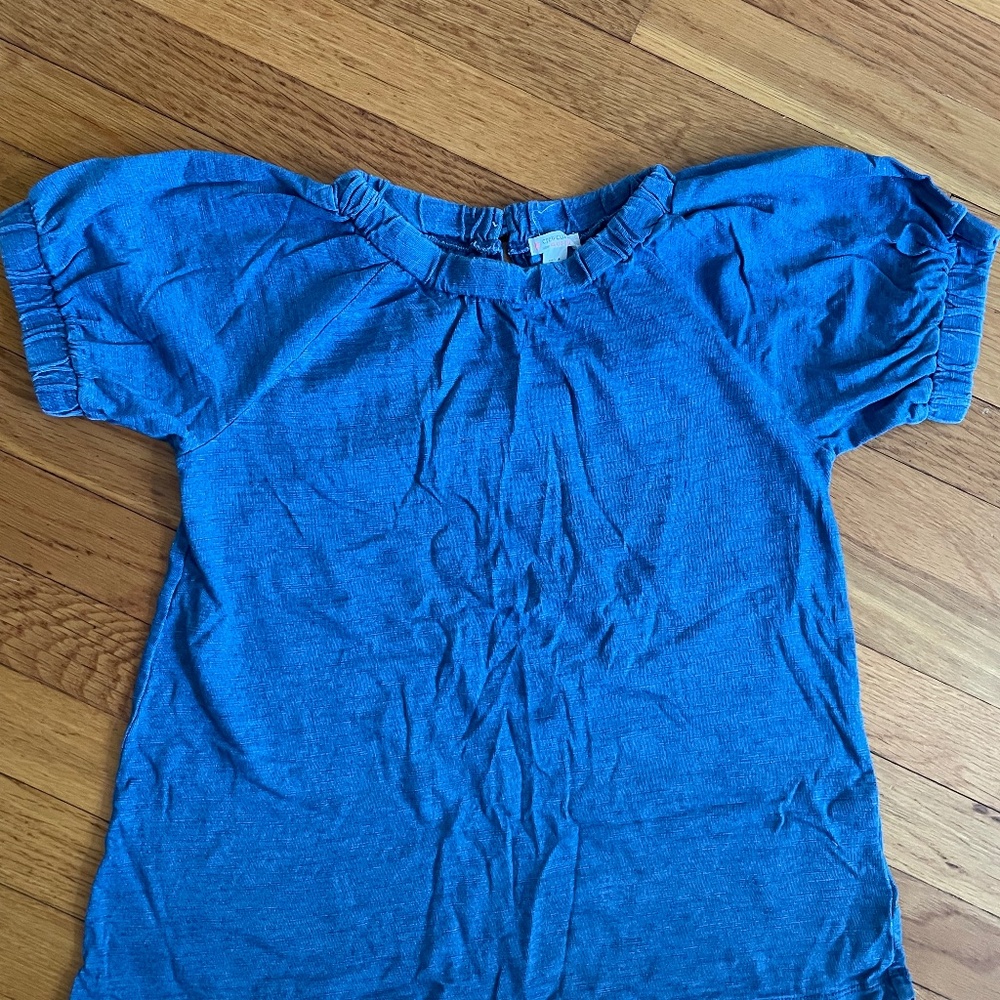 Crewcuts blue ruffle cap sleeve top, size XL (12-14)